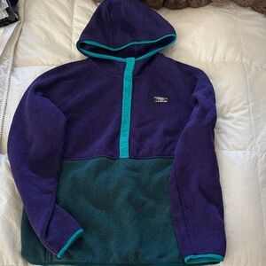 L.L. Bean Men's Purple and Teal Fleece Pullover Hoodie